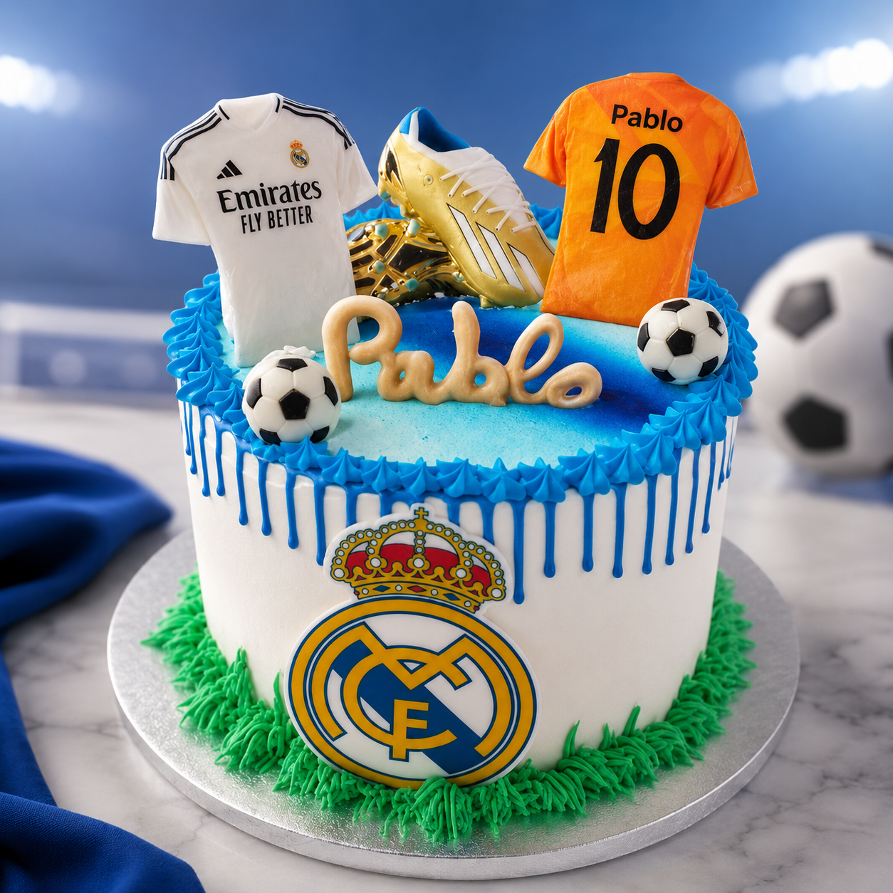 Tarta Real Madrid personalizada - Confitería Sanfer